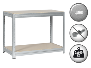 Метален стелаж MEGA 87x160x60 см, до 600 кг на рафт - цинк