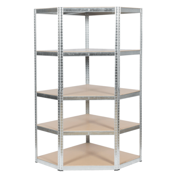 Ъглов метален стелаж Carmen CR-1019 - 180x90x45 см, до 275 кг на рафт - цинк - Image 3