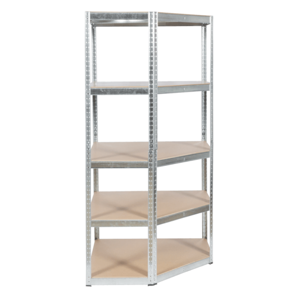 Ъглов метален стелаж Carmen CR-1019 - 180x90x45 см, до 275 кг на рафт - цинк - Image 2