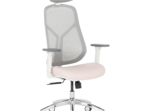 Ергономичен стол Carmen 7901 W еко кожа - сив-розов