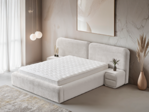Тапицирана спалня с матрак MYKONOS 160 х 200 - перла SY
