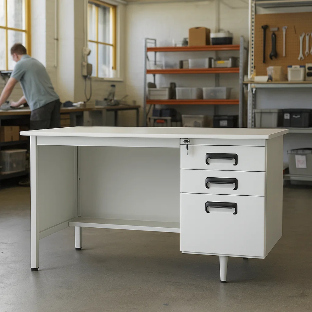 Метално бюро Carmen CR-1317 L - сиво - Image 2